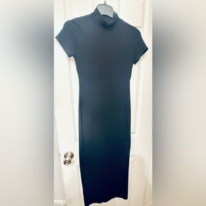 Fashion Nova Black Mock Neck Bodycon Midi Dress Size L